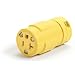 Woodhead 1533 Super-Safeway Connector, Industrial Duty, Straight Blade, 2 Poles, 3 Wires, NEMA 5-20 Configuration, Rubber, Yellow, 20A Current, 125V Voltage