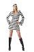 Sexy Convict Chick Costume Halloween Jailbird Black White Striped Mini Dress and Hat ...