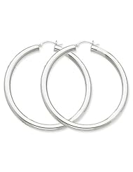 14k White Gold 4mm x 55mm Tube Hoop Earrings. Gold Wt- 5.51g. 55mm Diameter.