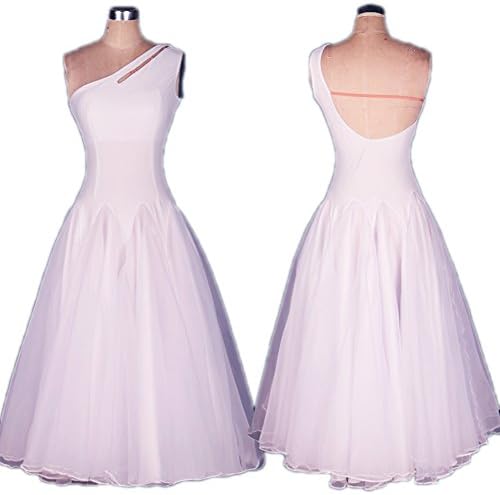 FERE8890 Women's Dancewear Competition Dancing Latin Practice Party Long Floor Sleeveless Dress White L