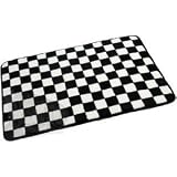 41xwqHOEVKL. SL160  Black and White Checkered Checker Bath Mat Rug Check