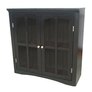 Parker 2 Shelf Glass Door Bookcase - Black