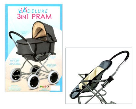 Childrens Toyshop  Third Party New : DOLLS 3-IN-1 PRAM