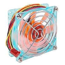 3x3-Inch (80mm) Crystal LED Case Fan with Grill (Blue & Orange)