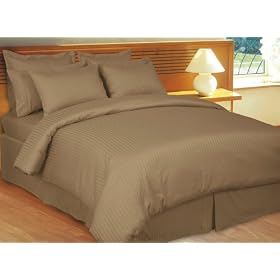 Stripes Taupe 300 thread count Queen Size 8pc Bed In A bag comforter set 100% Egyptian Cotton including sheet set+ duvet set +Down Alternative comforter