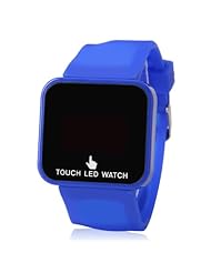 Touch Screen Red LED Watches Mens Ladies Blue Rubber Watch