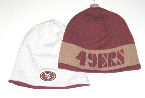 San Francisco 49ers NFL Team Apparel Reversible Red & White Knit Cuffless Beanie Hat