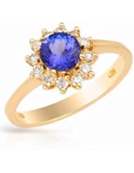 14K Yellow Gold Tanzanite and Diamond Ring -- LIFETIME WARRANTY