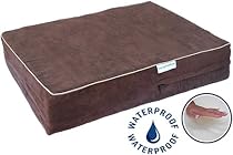 Go Pet Club Solid Memory Foam Orthopedic Pet Bed with Waterproof Cover, 44 by 32 by 4-Inch, Chocolate
