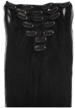 African American Hair Extensions- Black Remy Real Clip in Hair Extensions Natural Straight 18in 20 Inch 22 Inch Human Hair (20"80g)