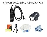 Original Canon RS-80N3 Remote Switch Shutter Release Cord + Bonus Accessory ....