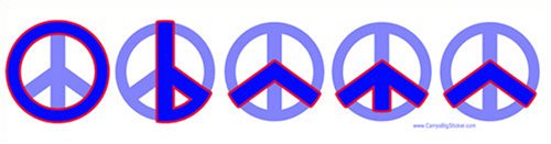 Obama Spelled in 5 Peace Symbols. Magnetic Bumper Sticker