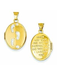 Genuine 14K Yellow & Rhodium Footprints Locket 0.7 Grams Of Gold 100% Satisfaction Guaranteed.