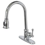 Kingston Brass GS7881BL Vintage 8-Inch Centerset Single Handle Kitchen Faucet with Pull-Down Sprayer