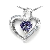 0.67 cttw 14k Gold Lab Created Heart Shape Alexandrite and Diamond Pendant - 14kt White or Yellow...