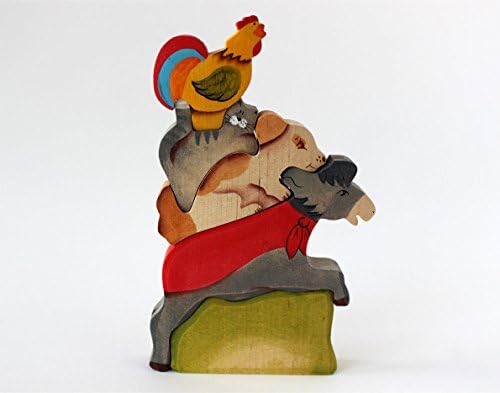 Wooden Puzzle Cat Dog Rooster Donkey Toy, Eco Friendly Natural Child Game