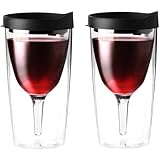 Vino2Go 2 Pack Double Wall Acrylic Tumbler with Black Lids