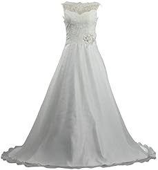 Cap Sleeves Corset   Waistline Organza Lace Crystal  Dress