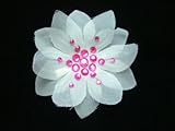 IMAGE OF NEW Small White Flower with Hot Pink Crystals Hair Clip- CLEARANCE, Limited.
