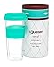 Sun's Tea 12oz 3-piece Strong Double Wall Glass Tea Tumbler (Travel Mug) with Strainer (flat top lid)