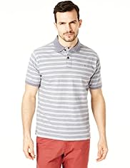 North Coast Pure Cotton Double Striped Polo Shirt