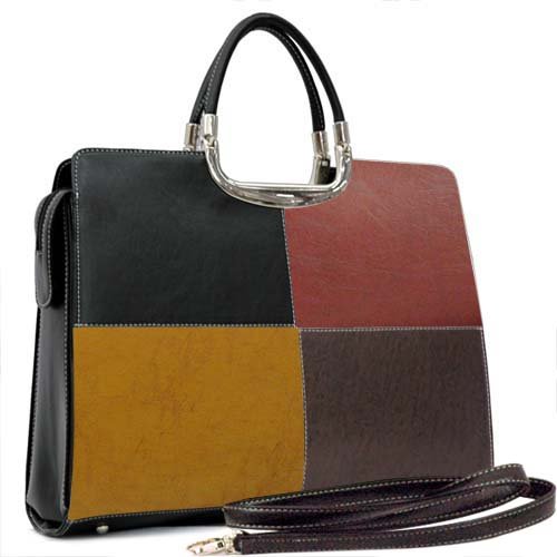 Womens Fine Embossed Leather-like Briefcase/Laptop Bag, Multi-Color