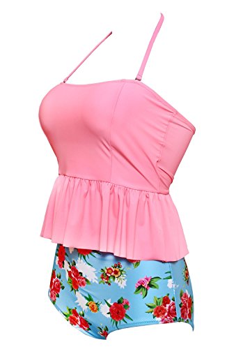 BANDEA Women's Bikini 2 Piece Padded Halter Tankini Swimsuit High Waist Swimwear BANDEA Women's Bikini 2 Piece Padded Halter Tankini Swimsuit High Waist Swimwear