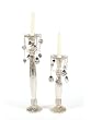 Set of 2 Victorian Inspirations Glass Taper Candle Holders with Bobeche 18"