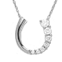 14k White Gold Journey Diamond Horseshoe Pendant 17"