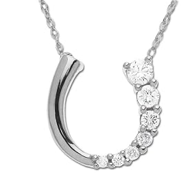 14k White Gold Journey Diamond Horseshoe Pendant by Amazon.com Collection