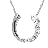 14k White or Yellow Gold Journey Diamond Horseshoe Pendant