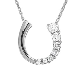 14k White or Yellow Gold Journey Diamond Horseshoe Pendant