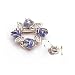 Rose Wreath Crystal Rhinestone Gold-Tone Brooch Pin - Blue image 2