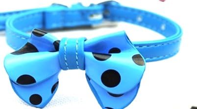 Big Polka Dots Bowtie Pu Leather Cat Dog Collars with Bell