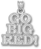 Nebraska Cornhuskers Solid Sterling Silver ''GO BIG RED'' Pendant