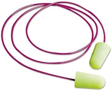 Pura-Fit Single-Use Earplugs, Corded, 33NRR, Bright Green