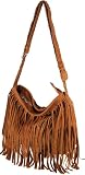 Chestnut Fashion Fringe Womens Shoulder Bag Faux Suede Handbag UK
