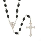 Black Oval Wood Rosary - 6mm Beads - 20'' Length