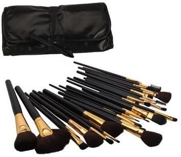 Sarasweet Beauty 32pcs Studio Rod Makeup Brush Cosmetic Set Kit Case Makeup Brushes with Leather Pouch- For Eye Shadow, Blush, Concealer, Etc. (Gold)