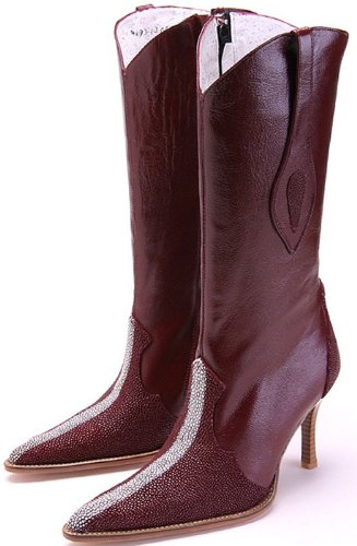21077 Designer Fashion Genuine Leather Pointy Toe Dress Boots 6 On Sale