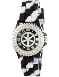 Golden Classic Womens 2295-E "Petite Colors Galore" Rhinestone Encrusted Bezel Peace Sign Silicone Watch