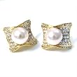 Crystal Square Pearl CLIP Earrings Fashion Jewelry