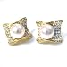 Crystal Square Faux Pearl CLIP Earrings Fashion Jewelry
