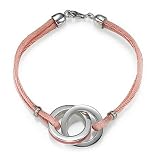 Silver Bracelet with Diamonds on Cotton Cord