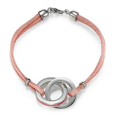 Silver Bracelet with Diamonds on Cotton Cord