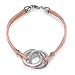 Silver Bracelet with Diamonds on Cotton Cord