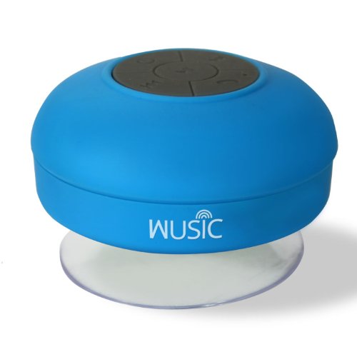 Wusic® Bluetooth Wireless Speaker, Waterproof and Portable for All Smartphones, Ipad, Apple Iphone, Android. Use As Speakerphone or Jam in Shower, Blast in Car or Boat. Outdoors or Indoors. Latest Stylish Design with Silicone - Quality Guarantee (Blue)