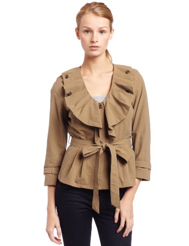 aryn K Womens 3/4 Sleeve Pleat Collared Jacket