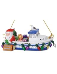 Home: Santa Hauling Trap on Fishing Boat Christmas Holiday Ornament - Downeast Concepts