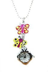 Watch Pendant Charm Necklace with Ball Chain (ButterFlys)